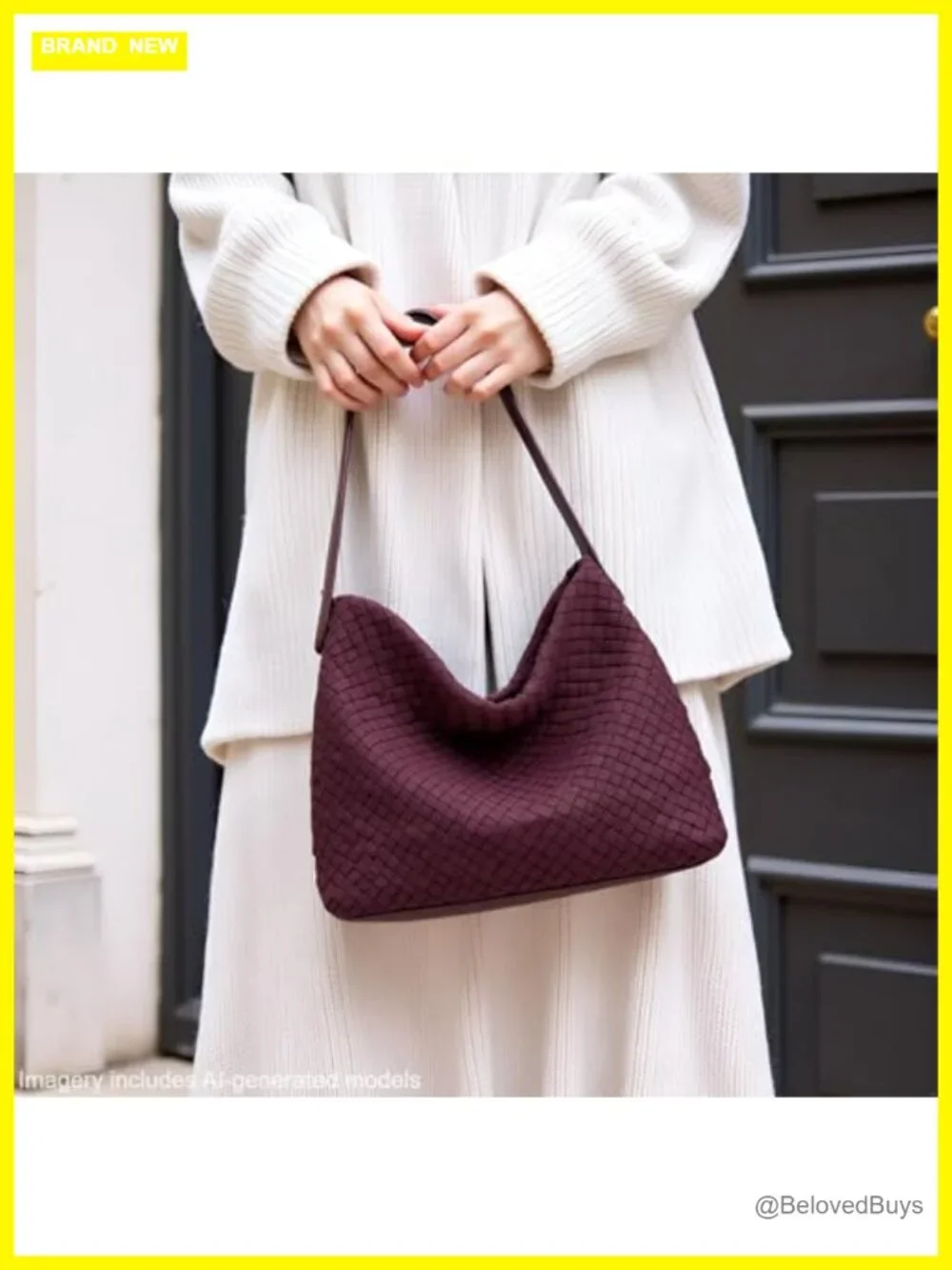Handwoven Vegan Suede Tote Bag with Adjustable Strap for Travel